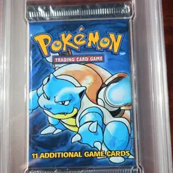 WOTC 1999 Pokemon Base Set Pack. Sealed/Graded Foil Pack. Blastoise Art. PSA 9 - Image 4
