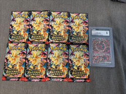 Lot of 8 Pokemon Ascended Heroes Booster Packs w/ CGC 9 Oricorio EX 024 - Image 1