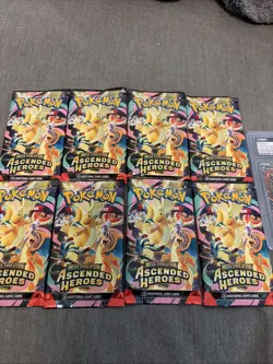 Lot of 8 Pokemon Ascended Heroes Booster Packs w/ CGC 9 Oricorio EX 024 - Image 3