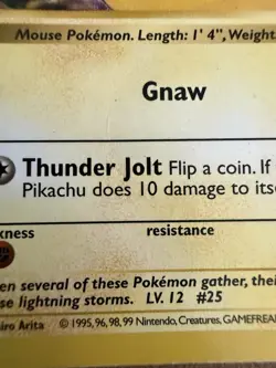 Pokemon Pikachu Red Cheeks Base Set Shadowless Common 58/102 40 HP English - Image 3