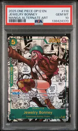 2025 ONE PIECE OP12 118 JEWELRY BONNEY MANGA LEGACY OF THE MASTER PSA 10 GEM MNT - Image 1