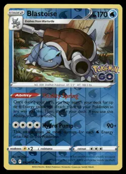 Pokemon Cards Blastoise 017/078 Reverse Holo Pokemon GO Holo Rare NM - Image 1