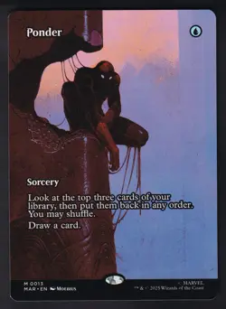 Ponder Borderless Regular MAR #13 Marvel Spider-Man MTG Mythic Unplayed NM - Image 1