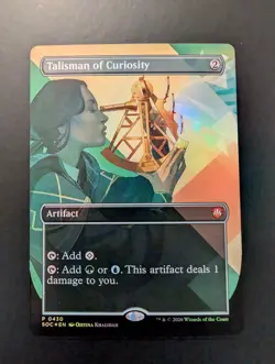 MTG Talisman of Curiosity Borderless Foil Secrets of Strixhaven SOC 0430 Promo - Image 1
