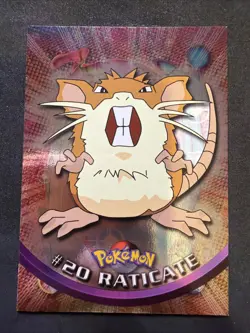 Raticate #20 Blue Logo 1st Print 1999 Pokemon Topps TV Animation Series- Foil - Image 1