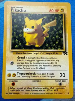 1999 Pokemon Pikachu Black Star Promo #1 + Collectable Pikachu Coin!!! - Image 3