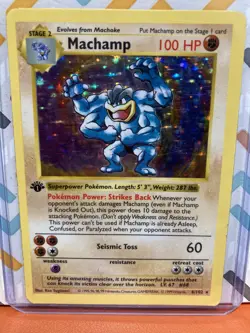 Pokemon TCG Machamp 8/102 Holo Rare Base Set Shadowless (Damaged) - Image 1