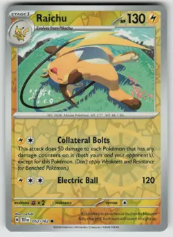 Raichu 052/162 Common Temporal Forces Pokemon Reverse Holo Near Mint - Image 1
