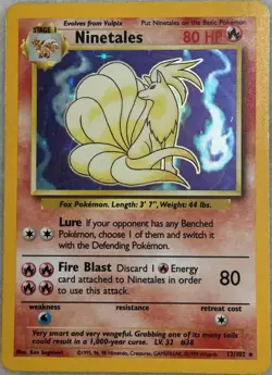 Ninetales 12/102 Holo Rare Pokemon Base Set (1999 WOTC) LP - Image 1