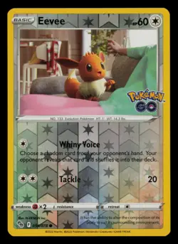 Eevee 054/078 Common Pokemon GO Pokemon Reverse Holo Near Mint - Image 1