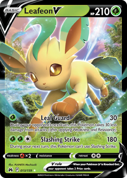Leafeon V 013/159 Holo V Rare Crown Zenith Pokemon Near Mint - Image 1