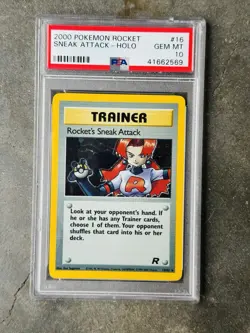 2000 Team Rocket Rockets Sneak Attack Trainer Holo Card 16/82 Pokemom PSA 10 - Image 2