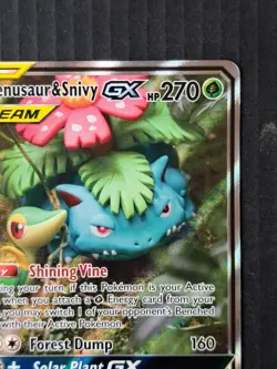 Pokemon TCG Venusaur and Snivy GX SM229 Full Art Tag Team Black Star Promo - Image 3