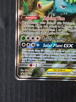Pokemon TCG Venusaur and Snivy GX SM229 Full Art Tag Team Black Star Promo - Image 4