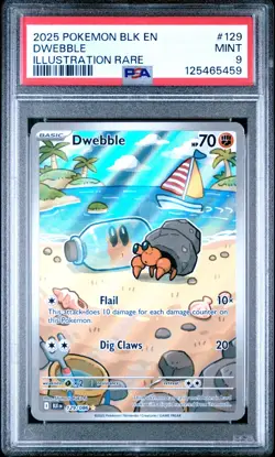 2025 Pokemon Black Bolt Dwebble IR #129 PSA 9 – Illustration Rare Holo - Image 1