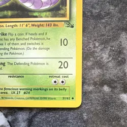 Pokemon Arbok 31/62 Fossil 1st Edition Stage 1 60 HP Uncommon Regular WOTC 1999 - Image 4