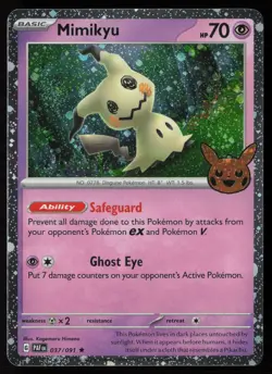 Mimikyu 037/091 Cosmos Holo Trick or Trade BOOster 2024 NM w/ SWIRL 🌀 - Image 1