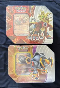 Pokemon TCG Paradox Destinies Gouging Fire EX & Iron Boulder tins - Image 1