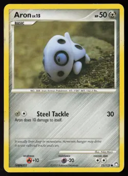 Aron 71/123 Common Mysterious Treasures Pokemon Heavily Played - Image 1