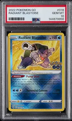 2022 POKEMON GO #018 RADIANT BLASTOISE PSA 10 - Image 1