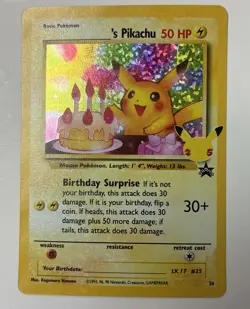 Pokemon Birthday Pikachu 24 Holo Black Star Promo Celebrations NM - Image 1