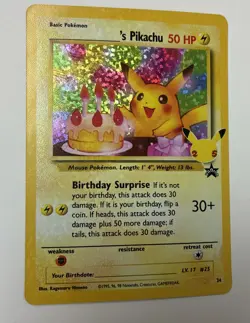 Pokemon Birthday Pikachu 24 Holo Black Star Promo Celebrations NM - Image 2