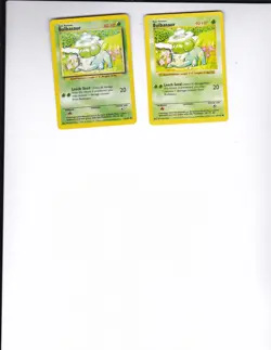1999 Pokemon - Bulbasaur - 2 card lot (ERROR and CORRECT) (POK) - Image 1