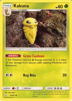 Kakuna 4/181 Uncommon Team Up Pokemon Lightly Played Yuka Morii - Image 1