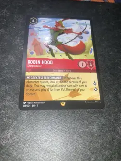 Disney Lorcana TCG Robin Hood LEGENDARY Shimmering Skies Regular 118/204 NM Card - Image 1