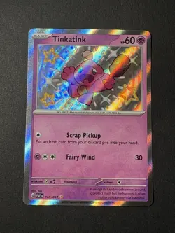 Pokemon Tinkatink 165/091 Paldean Fates Shiny Rare Basic Holo Card English NM - Image 1
