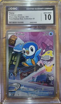 Pokemon TCG Piplup Promo CGC Gem Mint 10 Black Star 042 Basic 70 HP 2026 Card - Image 1
