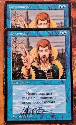 Mtg Italian BB 4th Edition Revised Counterspell x2 One Signed By Mark Poole! - Image 1