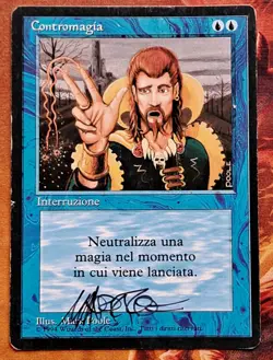 Mtg Italian BB 4th Edition Revised Counterspell x2 One Signed By Mark Poole! - Image 2