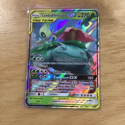 Pokemon TCG Celebi & Venusaur GX TAG TEAM 1/181 SM Team Up Holo UR 2019 - Image 1