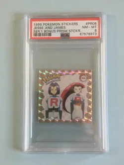 1999 Artbox Pokemon Sticker Series 1 PRIZM #PR06 Jesse & James PSA 8 - Image 1