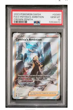Pokemon Cynthia's Ambition Crown Zenith Galarian Gallery Full Art #GG60 PSA 10 - Image 1