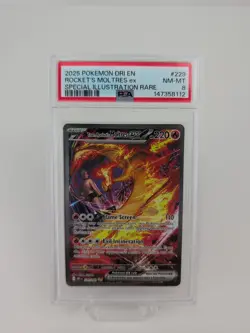 Pokemon 2025 Team Rocket's Moltres ex 229/182 Full Art SIR Destined Rivals PSA 8 - Image 1