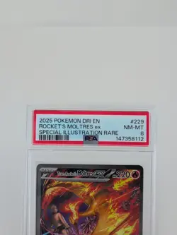 Pokemon 2025 Team Rocket's Moltres ex 229/182 Full Art SIR Destined Rivals PSA 8 - Image 3