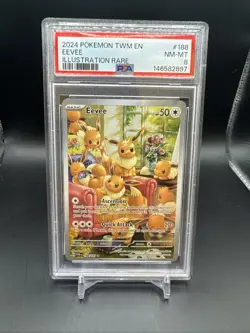 2024 POKEMON TWM EN-TWILIGHT MASQUERADE ILLUSTRATION RARE #188 EEVEE PSA 8 - Image 1