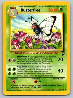 Butterfree 34/130 Uncommon Base Set 2 Pokemon Lightly Played - Image 1