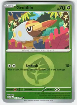 GRUBBIN ENERGY SYMBOL PATTERN 017/217 ASCENDED HEROES POKEMON REVERSE HOLO NM/M - Image 1