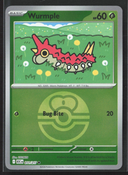 011/217 Wurmple - Ascended Heroes - Reverse Holo - Love Poke Ball NM Pokemon - Image 1