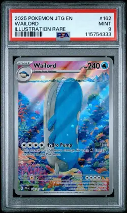 Pokemon TCG Wailord Illustration Rare PSA 9 162/159 Journey Together Holo - Image 1