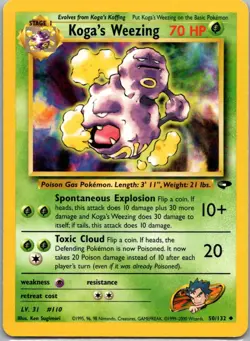 Pokemon TCG Kogas Weezing 50/132 Gym Challenge LP - Image 1