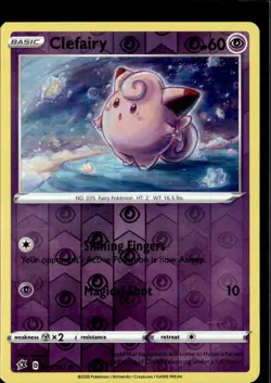 Pokemon Clefairy 074/192 Rebel Clash Reverse Holo Common 2 Card Lot - Image 1