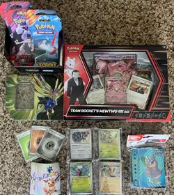 Pokemon Lot-9 Booster Packs & 84 Cards, 3 Holo Energy, Sleeves & Mini Port & Tin - Image 1