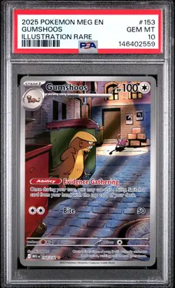 2025 POKEMON MEG EN-MEGA EVOLUTION ILLUSTRATION RARE #153 GUMSHOOS PSA 10 - Image 1