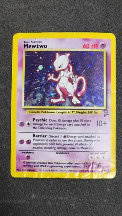 Vintage Pokemon Mewtwo Base Set 2 Holo Rare 10/130 WOTC DMG - Image 1