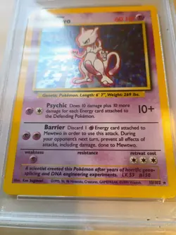 Mewtwo 010/102 Base Set Holo 1999 pokemon game psa 7 2447861 - Image 2