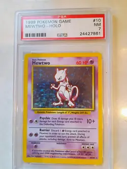 Mewtwo 010/102 Base Set Holo 1999 pokemon game psa 7 2447861 - Image 3